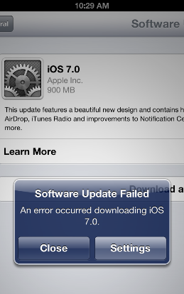 iOS 7 Upgrade Failed