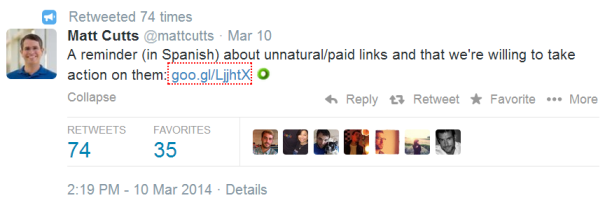 Matt Cutts Tweet-Spanish-Links